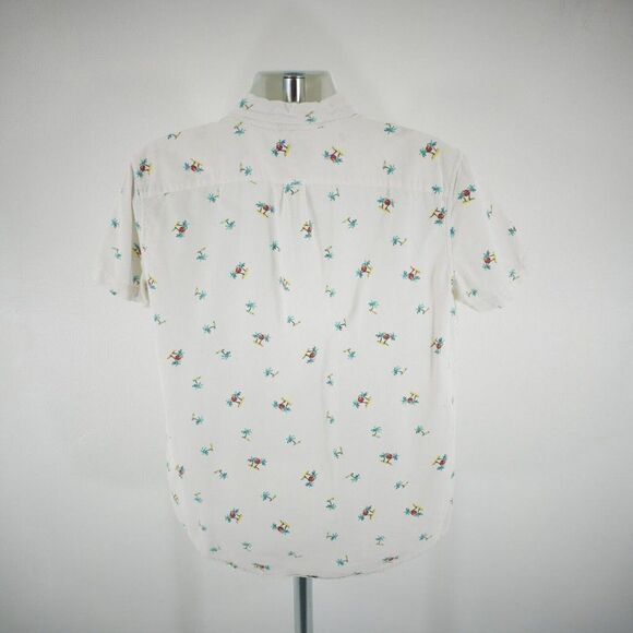 American Eagle Cream Palm Tree Seriously Soft Medium Short Sleeve Button Down - Picture 5 of 10